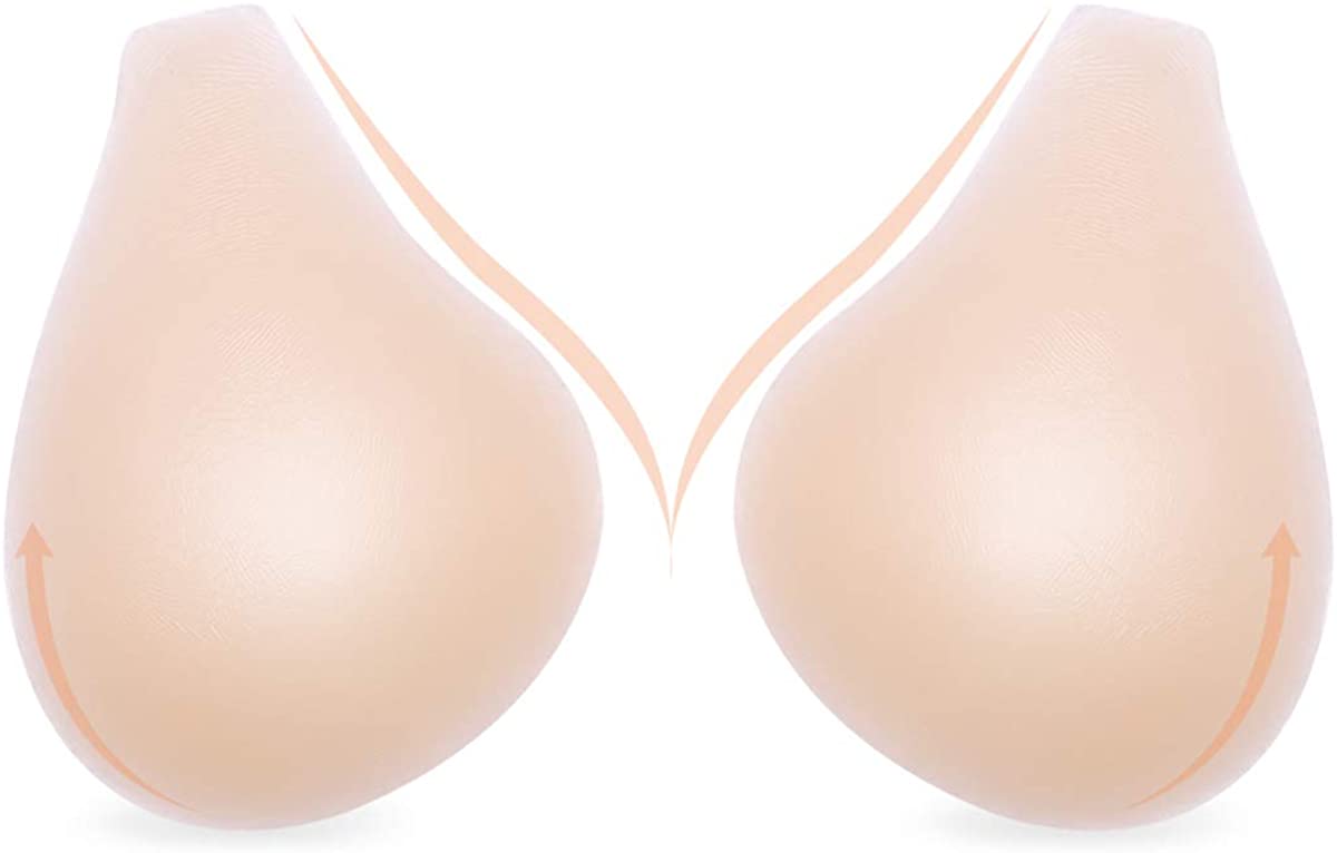 Price:$19.99 Invisible Bra Lift Up Adhesive Bra Push Up Deep V Breast Lift Silicone Strapless Backless Sticky Bra with Nipple Covers at Amazon Women’s Clothing store