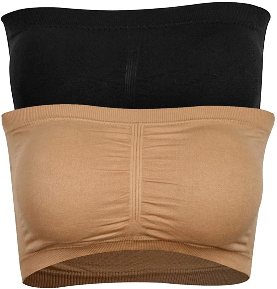 Price:$12.99    Plusfeel Women's Padded Strapless Wire-Free Bandeau Tube Bra, 2 Pack  Clothing
