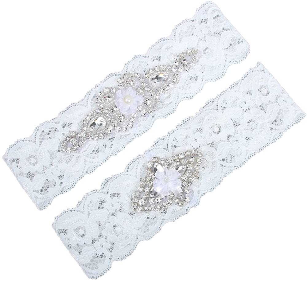 Price:$16.99    IVERIRMIN Handmade Wedding Sexy Bridal Garter Set with Rhinestones for Women  Clothing