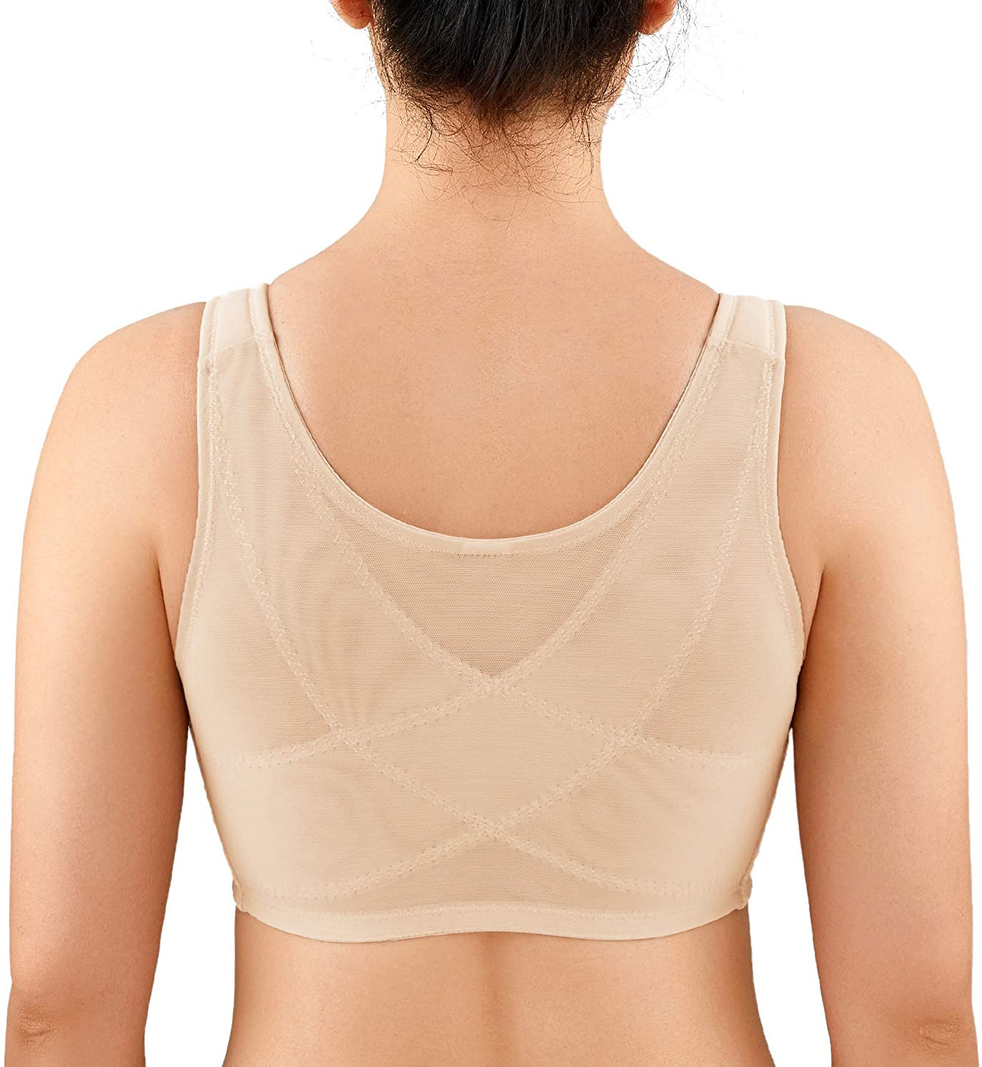 Price:$23.99 LAUDINE Women's Full Coverage Front Closure Wire Free Back Support Posture Bra at Amazon Women’s Clothing store