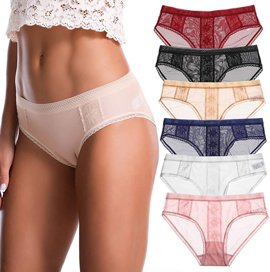 Price:$16.99 Women's Lace Seamless Hipster Panties Underwears Soft Stretch Briefs Pack of 6 at Amazon Women’s Clothing store