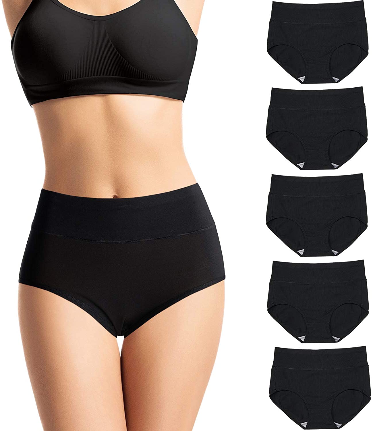 Price:$18.99 FROLADA Women's Underwear High Waist Cotton Stretch Briefs Soft Breathable Ladies Panties 5 Pack at Amazon Women’s Clothing store