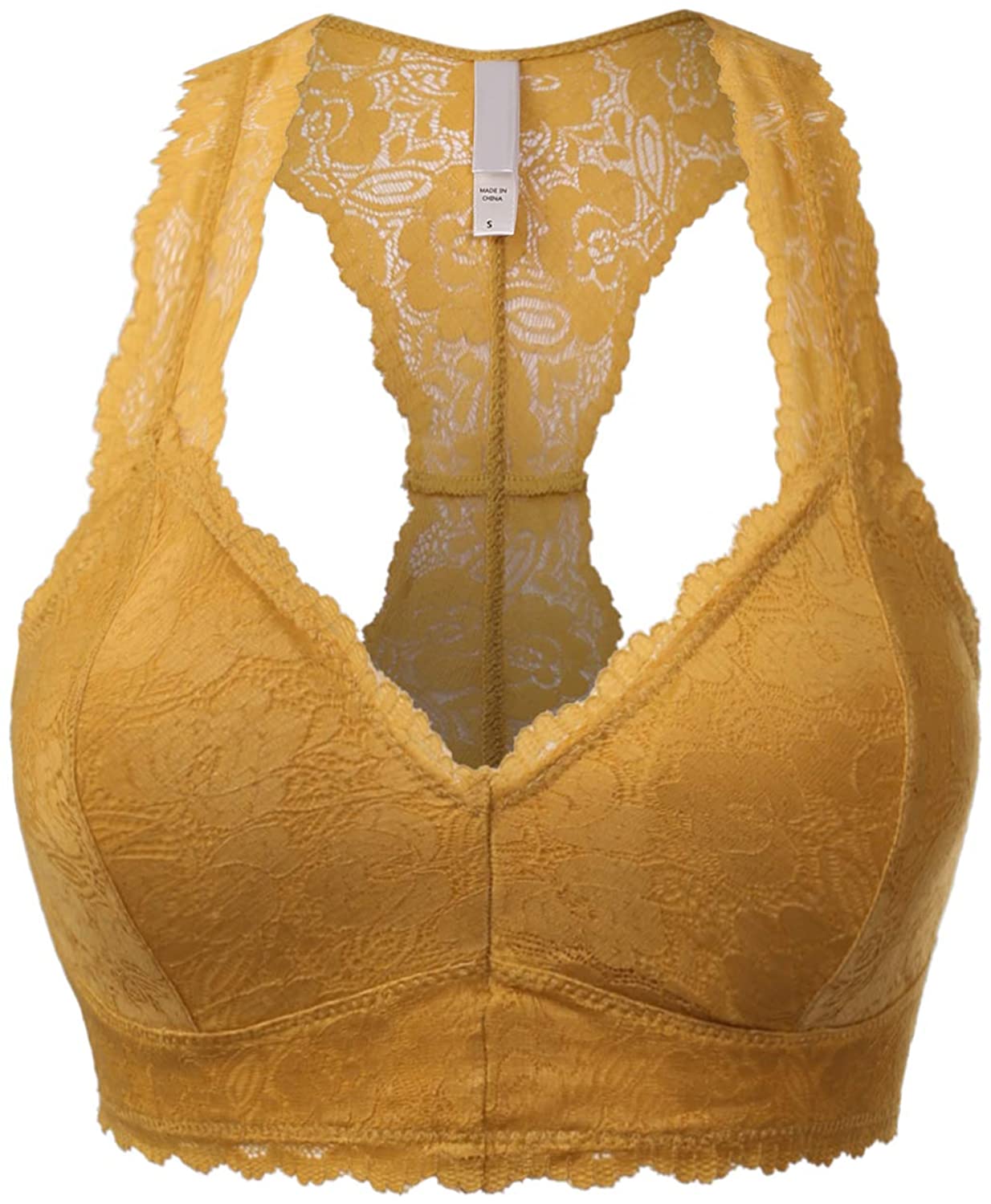 Price:$12.00 MixMatchy Women's Stretchy Floral Lace Bralette Padded Breathable Deep V Sexy Racerback Lace Bra at Amazon Women’s Clothing store