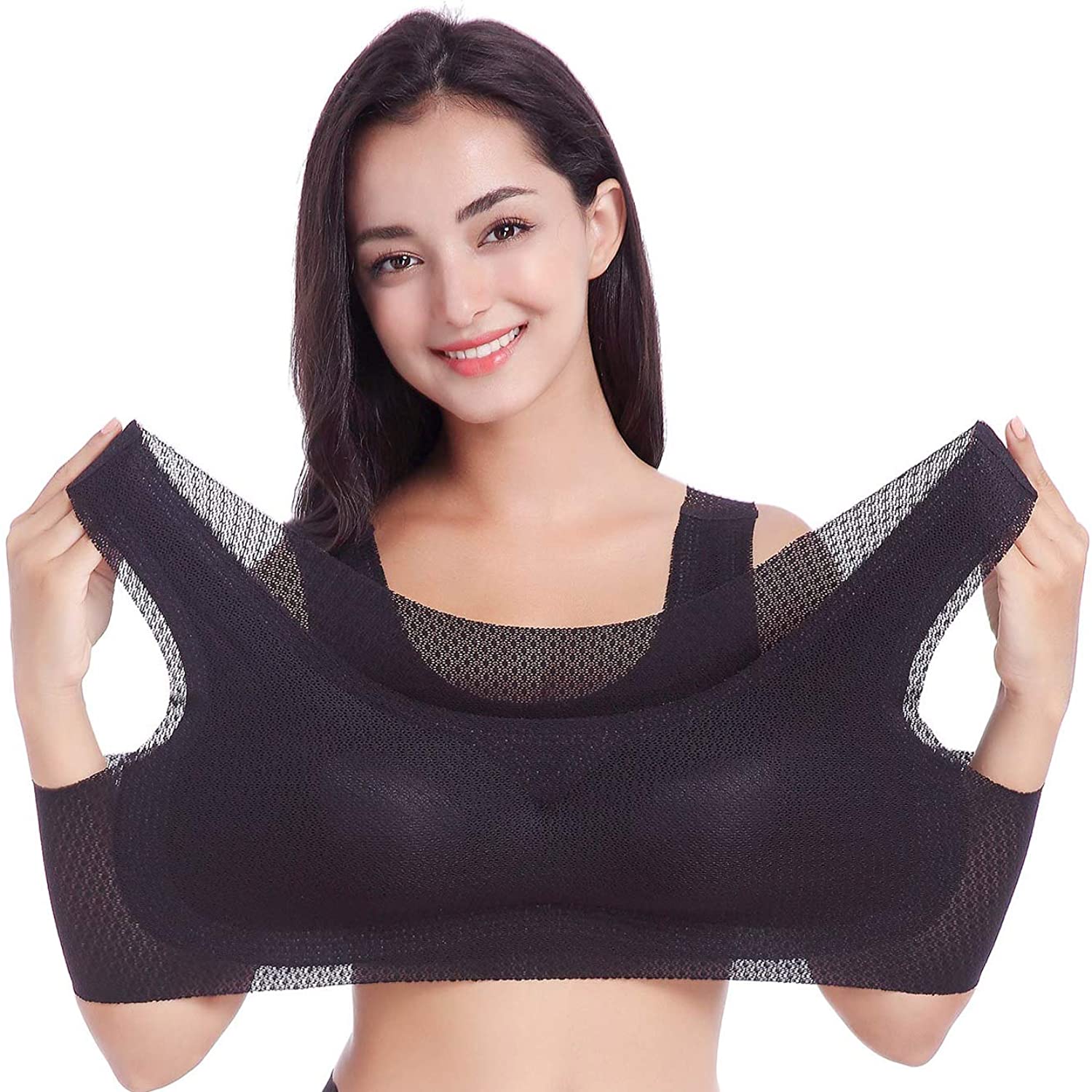 Price:$11.12 FEOYA Women's Plus Size Stretch Sleep Bra Wirefree Seamless Soft Sport Bra A-D Cups at Amazon Women’s Clothing store