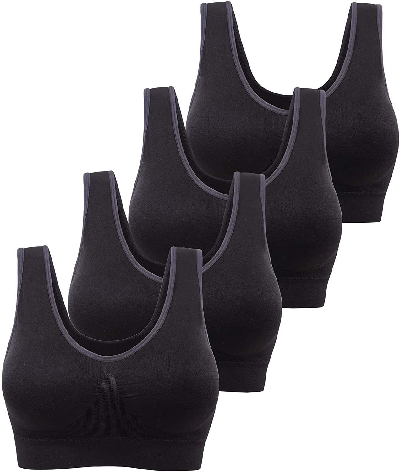 Price:$10.99 AM CLOTHES Womens Plus Size Sports Bra Padded Seamless Wireless Yoga Sleep Bra Multi Pack at Amazon Women’s Clothing store
