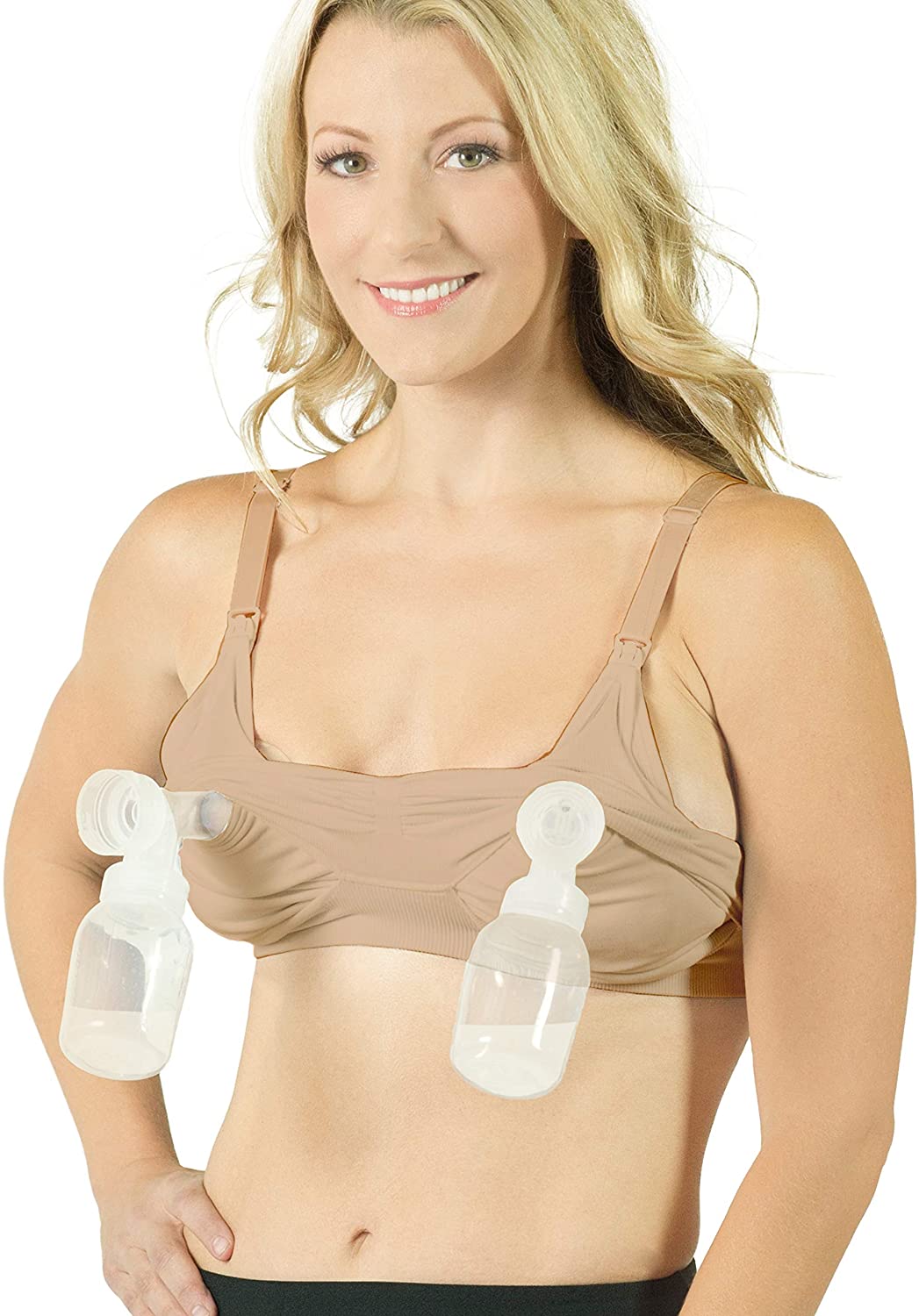 Price:$35.00 Seamless Pump&Nurse Hands-Free Pumping and Nursing Bra, Small to Plus Size at Amazon Women’s Clothing store