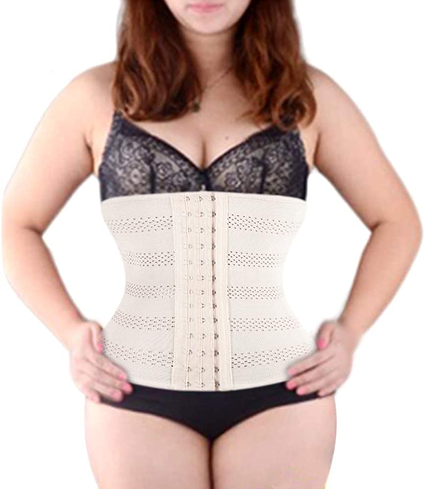 Price:$5.99    WEICHENS Breathable 3 Hooks Steel Boned Interlacement Waist Trainer Shapewear Waist Trimmer Cincher Corset  Clothing