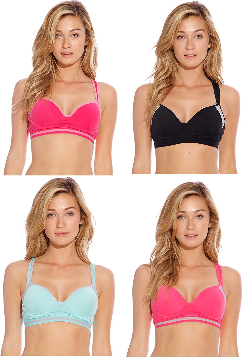Price:$19.99 Just Intimates Racerback Sports Bra Bras for Women (Pack of 4) at Amazon Women’s Clothing store