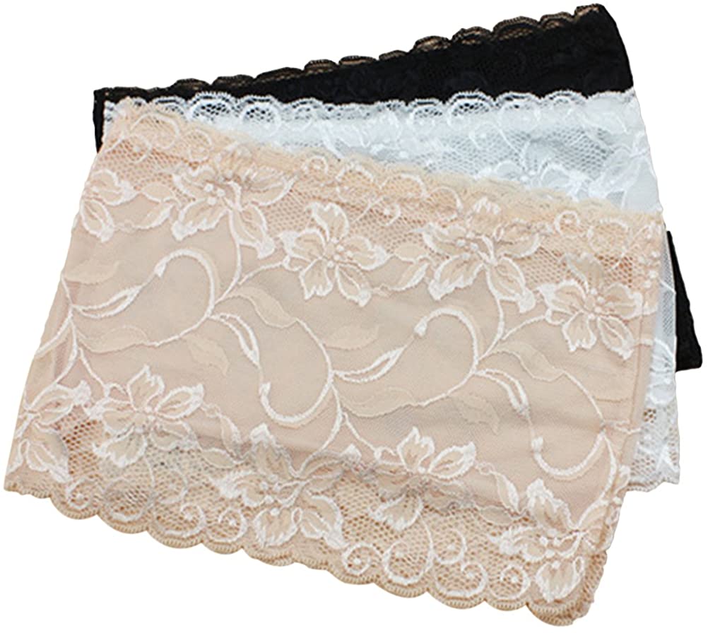 Price:$10.49 Tinksky 3pcs Women's Floral Lace Stretchy Strapless See Through Bandeau Tube Top with Bra - Size M. at Amazon Women’s Clothing store