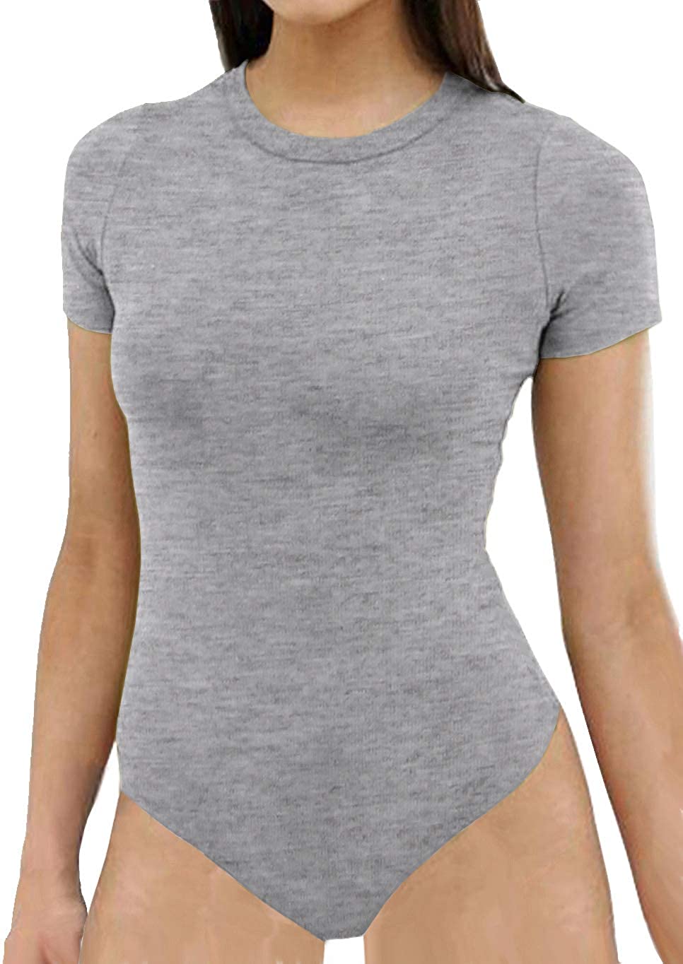 Price:$9.99 TTWELL Women's Sexy Short Sleeve Crew Neck Bodysuit Jumpsuits at Amazon Women’s Clothing store