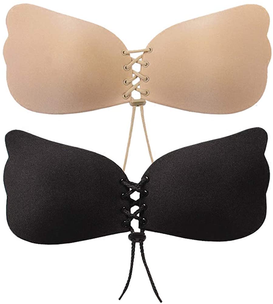 Price:$0.00 VAXT Adhesive Bra Strapless Sticky Invisible Push up Silicone Bra for Backless Dress for Women 2 Pack (D) Black at Amazon Women’s Clothing store