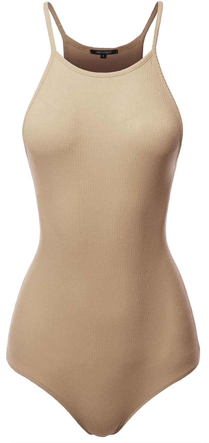 Price:$8.98 Awesome21 Women's Solid Ribbed High Neck Bodysuit at Amazon Women’s Clothing store