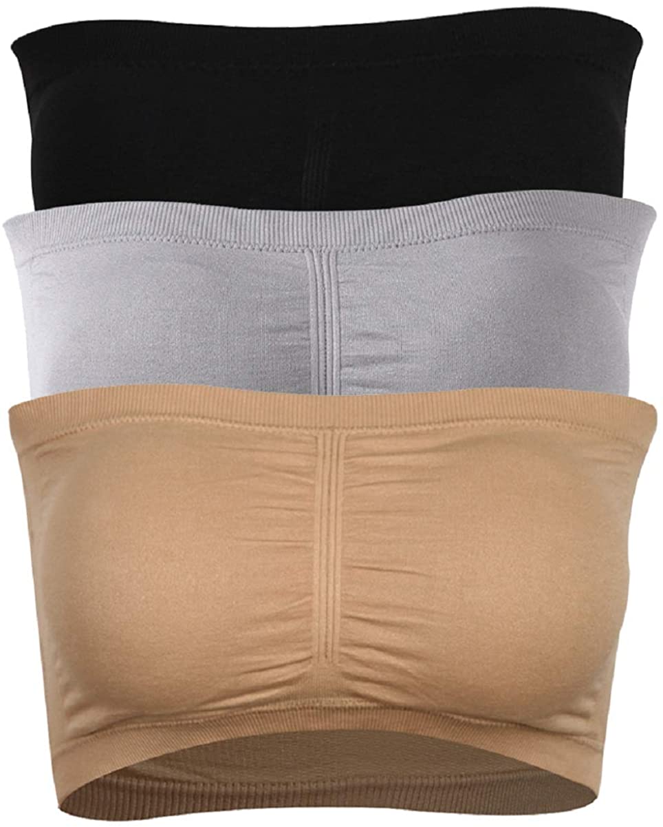 Price:$5.99 Fasoar Women's Bandeau Bra, Strapless Seamless Padded Bandeau Tube Bra Top 2-4 Pack at Amazon Women’s Clothing store