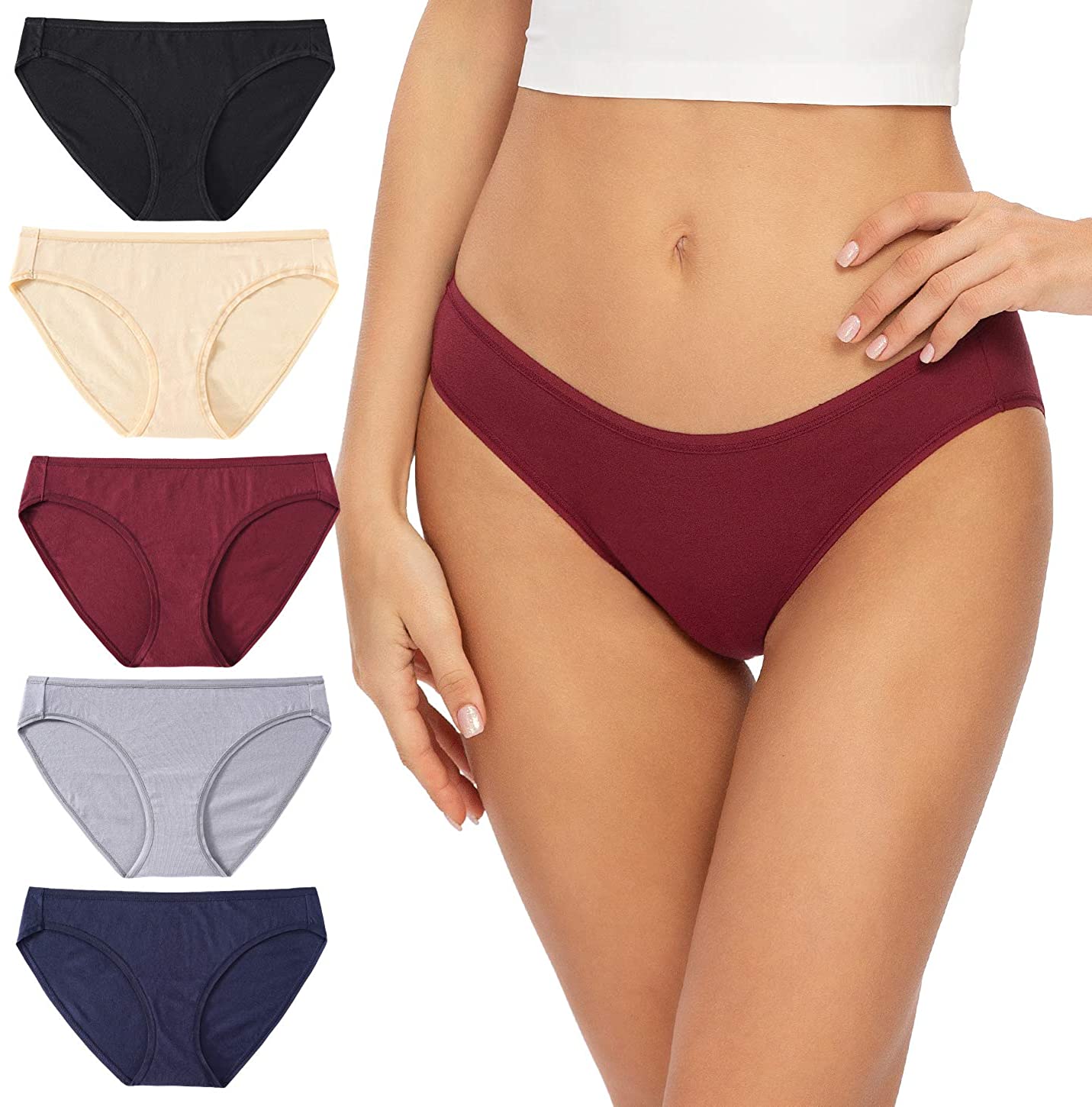 Price:$15.99 Wealurre Women’s Underwear Cotton Bikini Hipster Briefs Breathable Panties 5-Pack at Amazon Women’s Clothing store