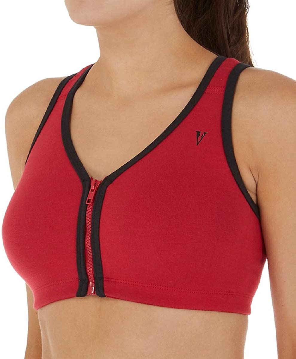 Price:$21.60 Valmont 1611B Color Block Zip Front Sports Bra at Amazon Women’s Clothing store