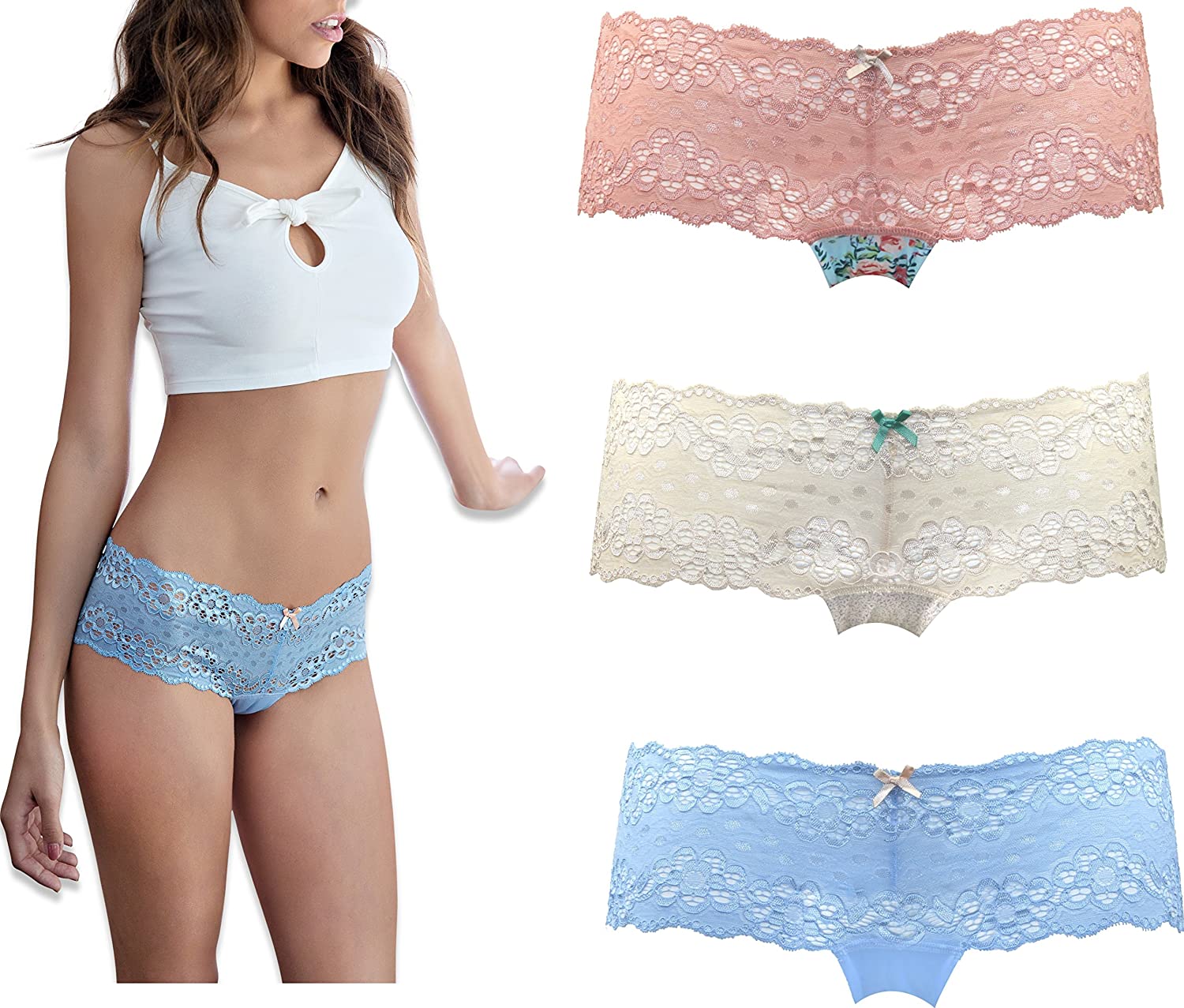 Price:$5.99 Affinitas Women's 3 Pack Sexy Stretch Hipster Pantys at Amazon Women’s Clothing store