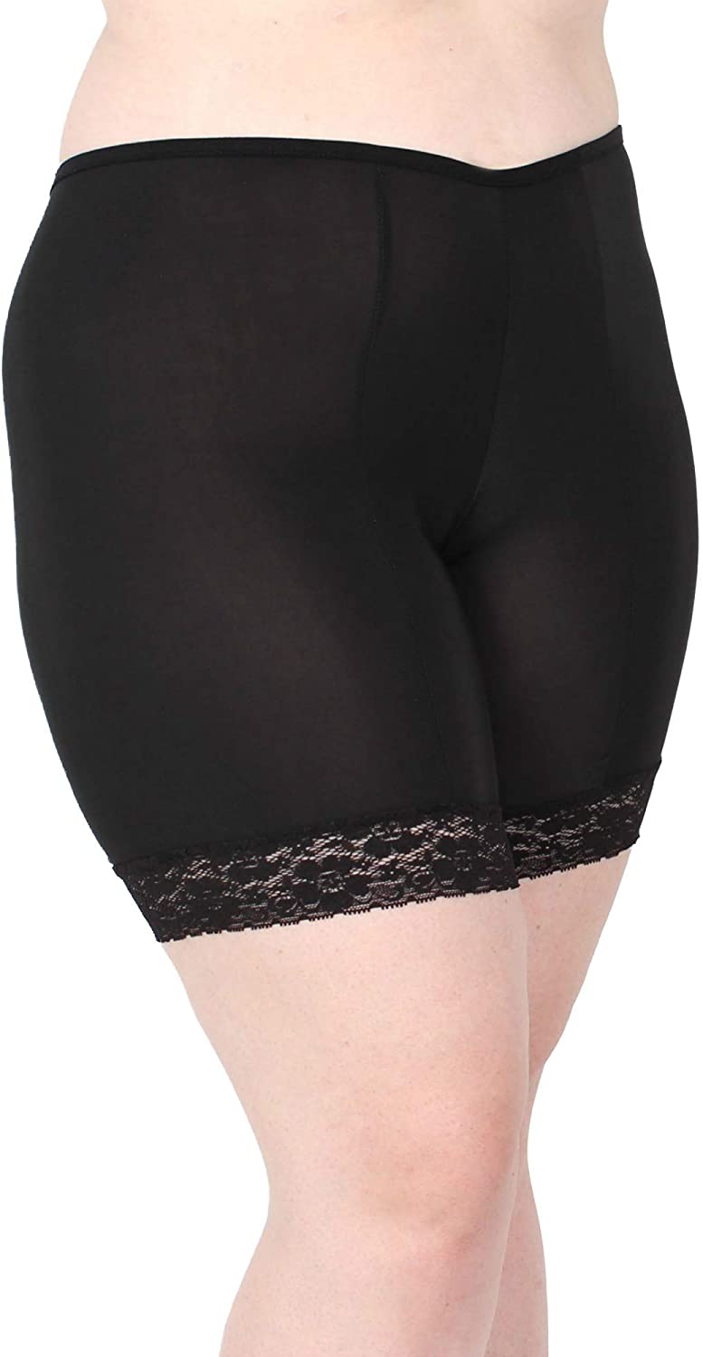 Price:$32.50 Undersummers Fusion Shortlettes, Short Length  Anti-Chafing Slipshorts with Leg Lace at Amazon Women’s Clothing store