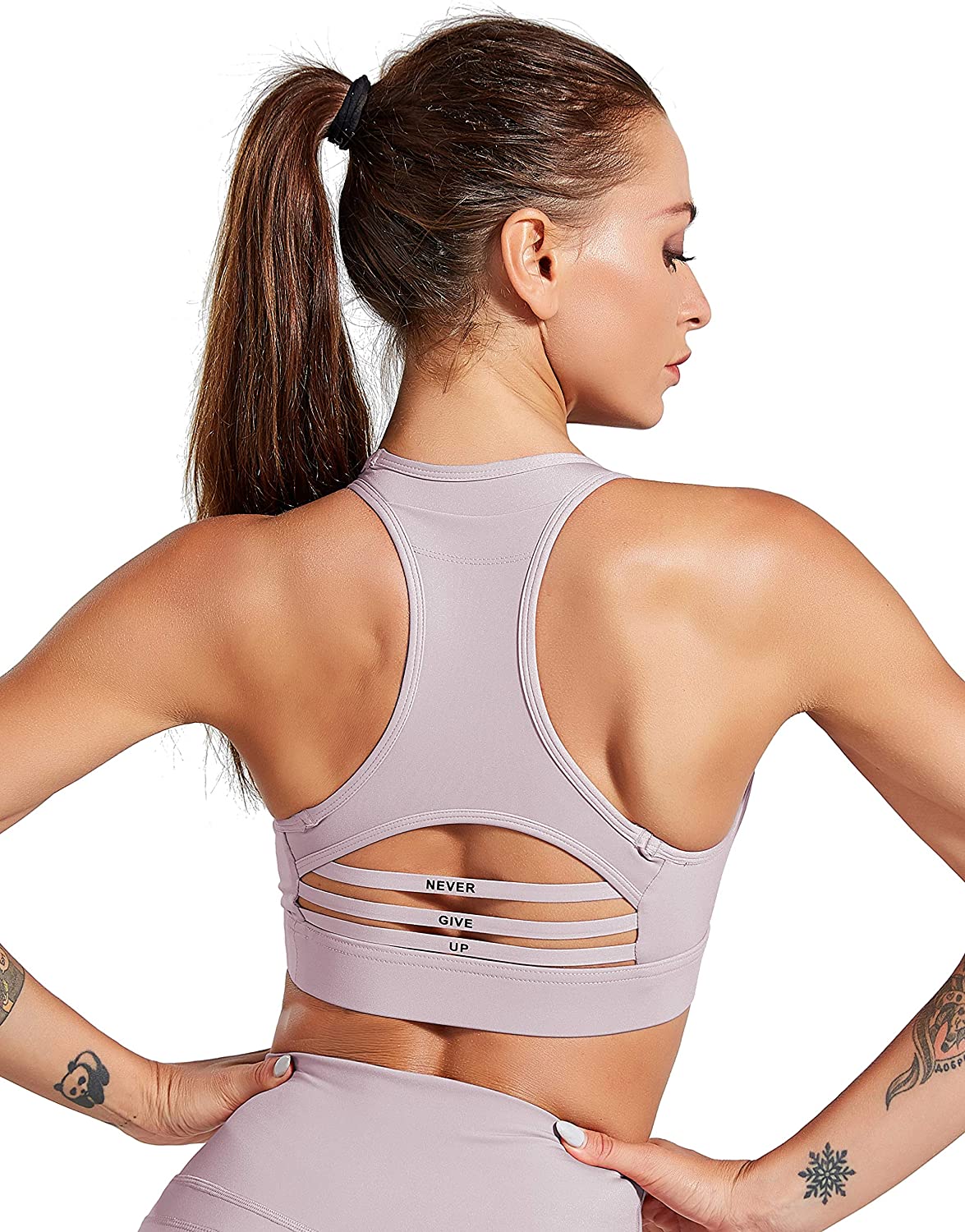 Price:$21.99 Women Racerback Sports Bra High Impact Support Running Yoga Workout with Removable Pads Phone Packet at Amazon Women’s Clothing store