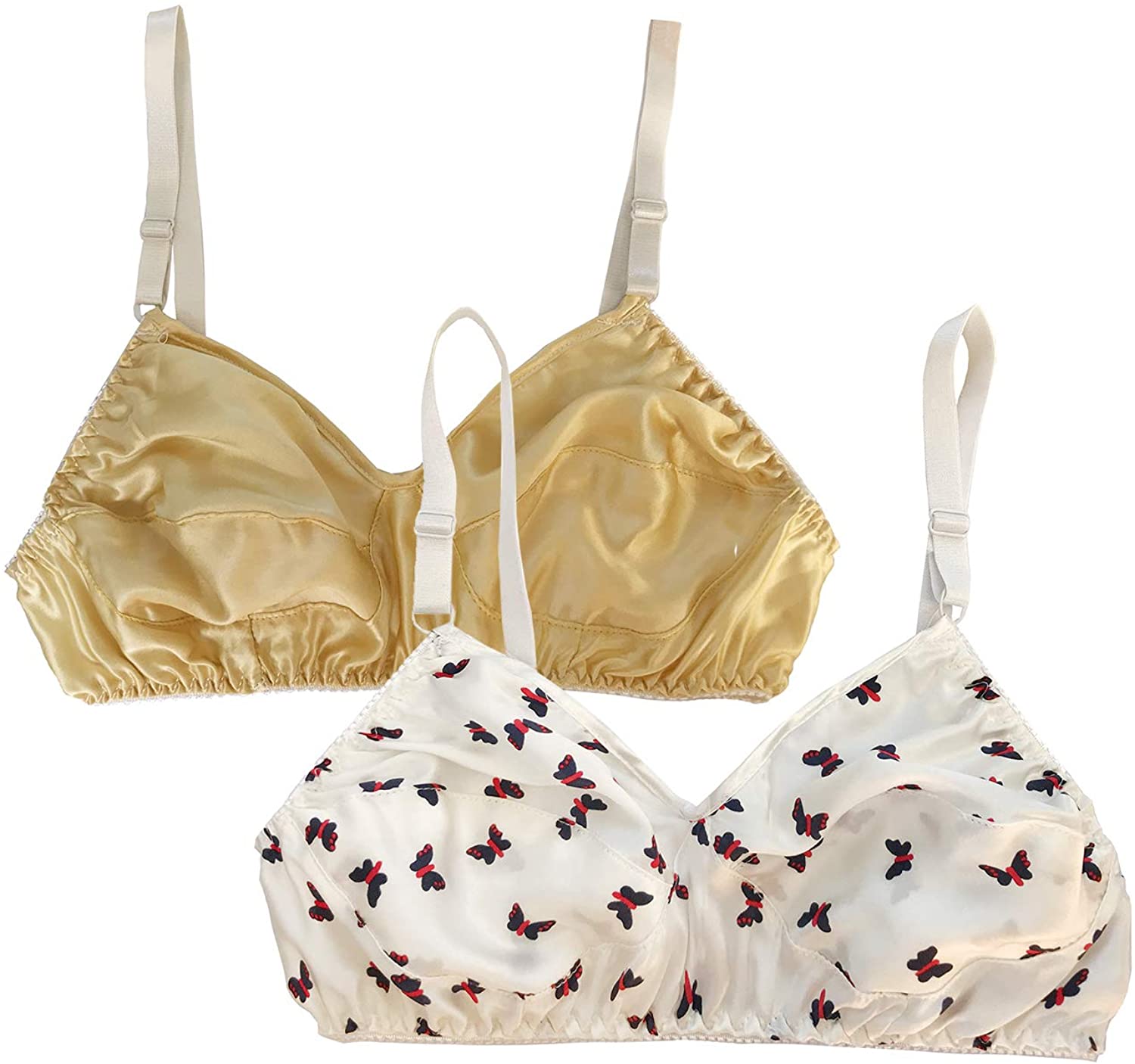 Price:$9.99 Farlenoyar Women Pure Silk Bra Soft Underwear Smooth Health Unpadded Bra Multi Size at Amazon Women’s Clothing store