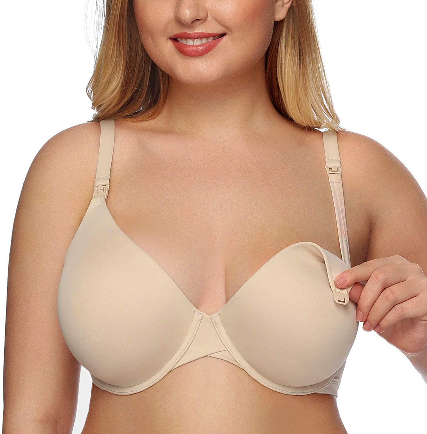 Price:$17.99 DotVol Women’s Full Coverage Underwire Lightly Lined Criss Cross Maternity Nursing Bra for Breastfeeding at Amazon Women’s Clothing store