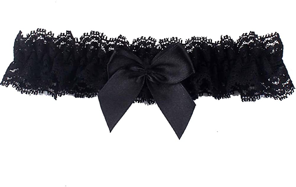 Price:$7.95    Black Bridal Garter with Bow for Bride Toss Garter Lace Wedding Garter Plus Size  Clothing