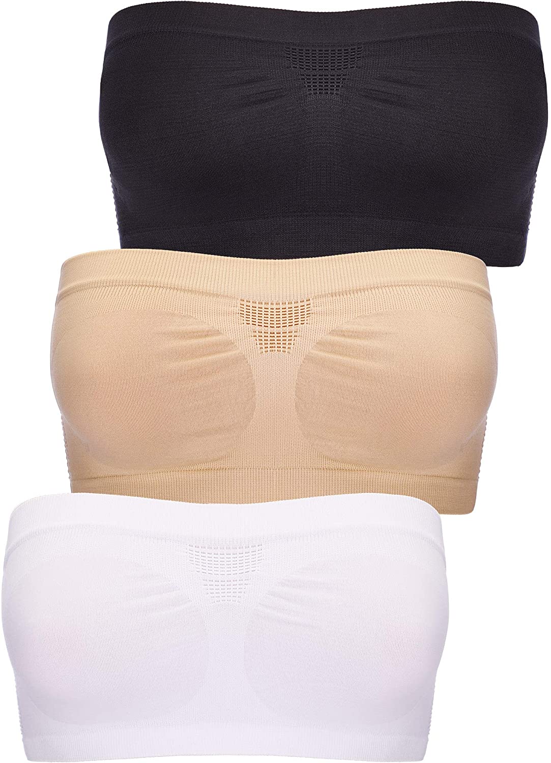 Price:$12.59 Boao 3 Pieces Women's Tube Bra Strapless Top Bra Stretchy Bandeau Non-Padded Bralette Bandeau Bra for Women Wearing (Color Set 1) at Amazon Women’s Clothing store