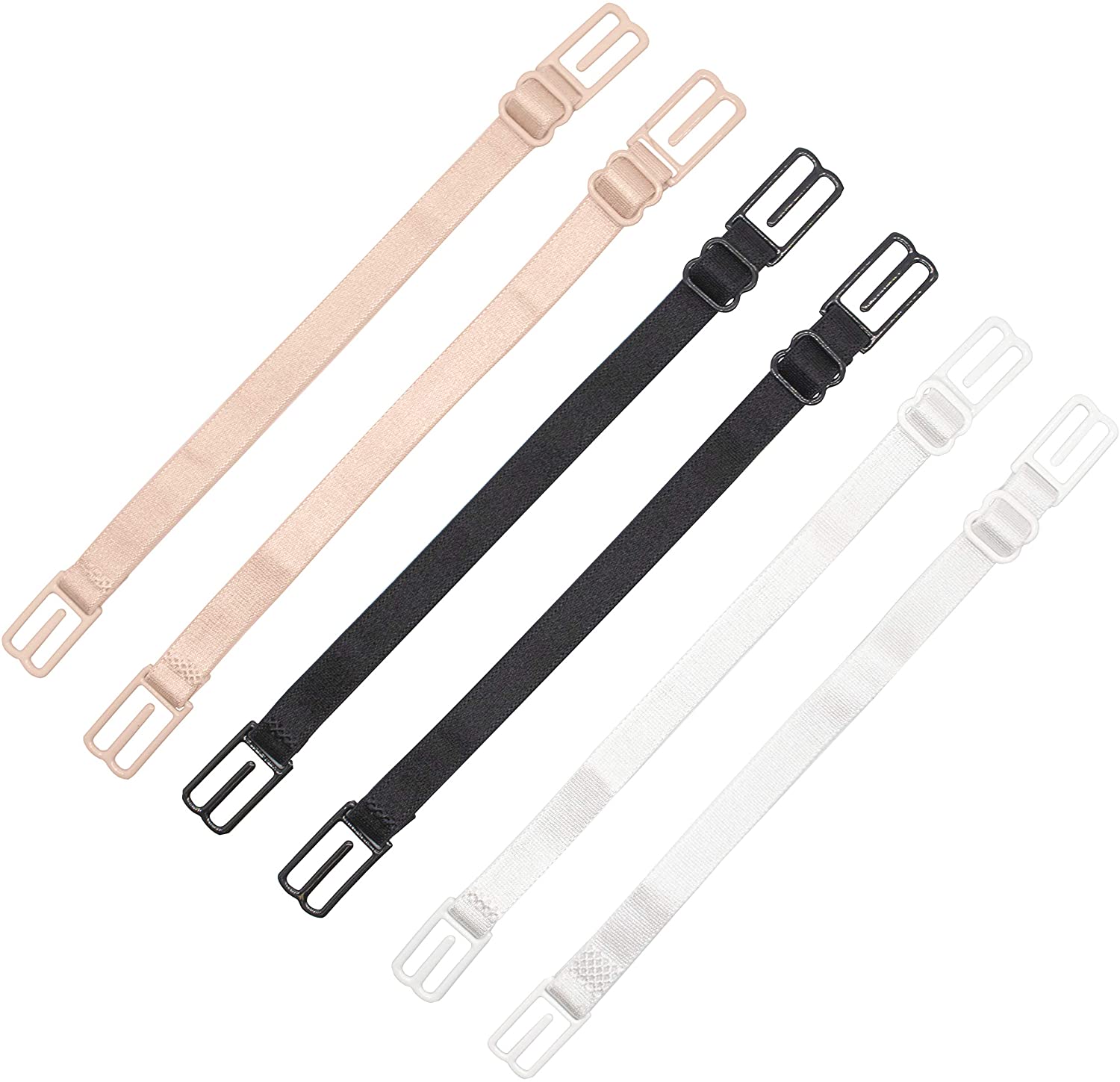 Price:$7.98    HengKe 6 Pieces Bra Strap Clips Elastic Adjustable Non-Slip Strap Holder Conceal Straps - Conceal Straps - Cleavage Control （Beige, White and Black ）  Clothing