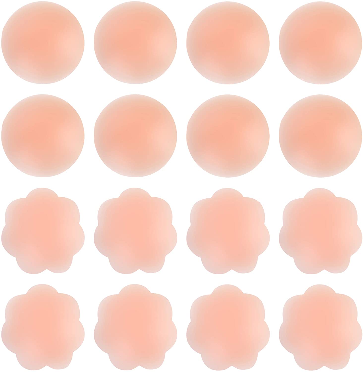 Price:$14.99 8 Pair Pasties Womens Reusable Silicone Nipple Covers Concealers Adhesive Nippless Pasties Nude (8 Pair Round&Flower) at Amazon Women’s Clothing store