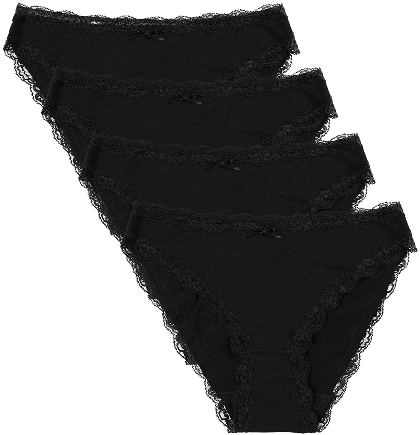Price:$10.99 Vegatos 4 Pack Women's Cotton Bikini Underwear Soft Lace Trim Panties Briefs at Amazon Women’s Clothing store