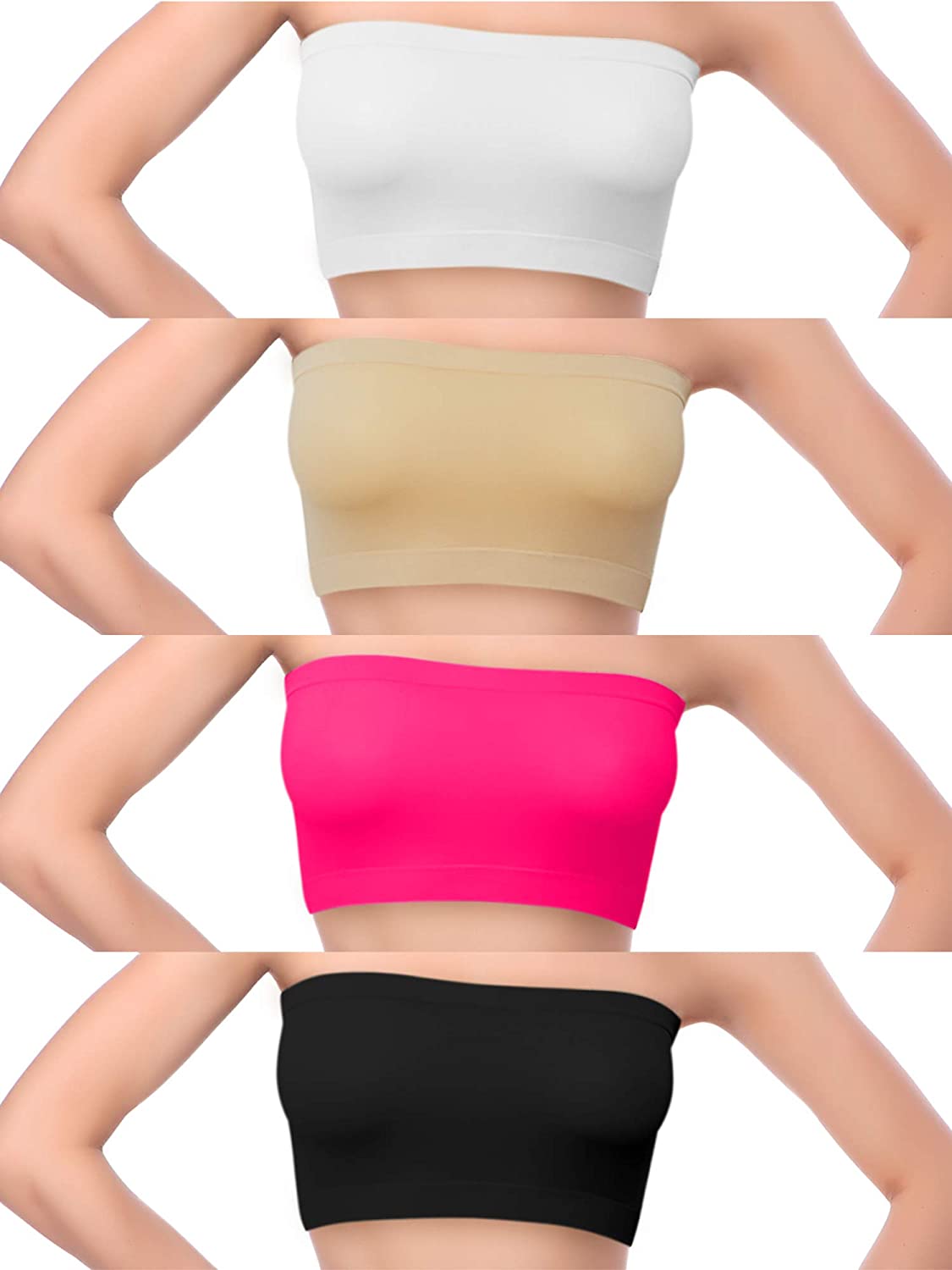 Price:$10.99 Cooraby 4 Pack Women Tube Tops Summer Non-Padded Tube Bra Top Strapless Seamless Stretchy Basic Tube Tops for Women, 4 Colors at Amazon Women’s Clothing store