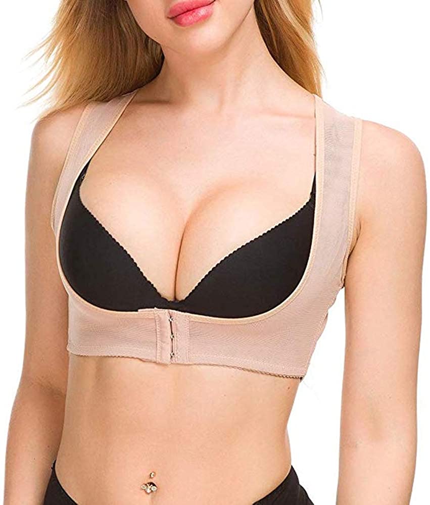 Price:$9.99 Aispark Chest Brace Up for Women Posture Corrector Shapewear Tops Back Vest Breast Support at Amazon Women’s Clothing store