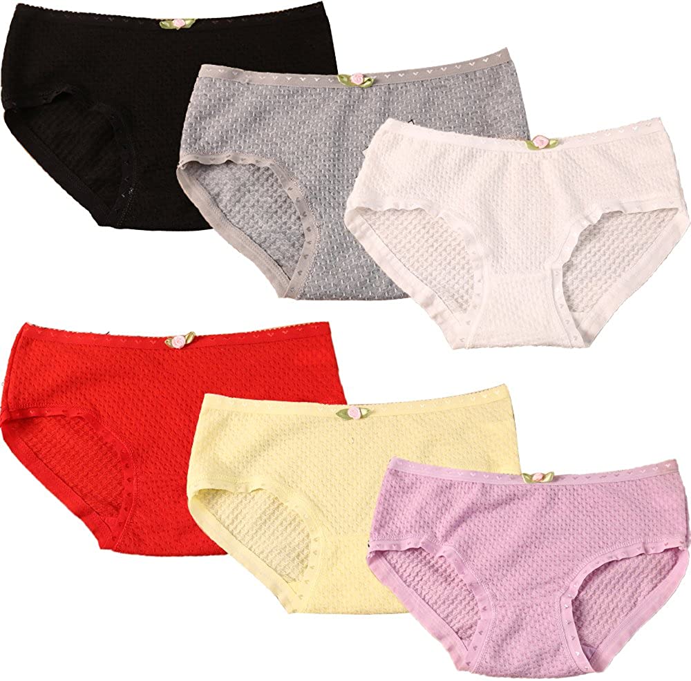 Price:$12.99 OULU Cotton Brief Underwear for Womens/Teen Girls Candy Color Lingerie Panty Panties Set, 6 Pack Underwear (5010-1), One Size for 12-16 years old Girls at Amazon Women’s Clothing store
