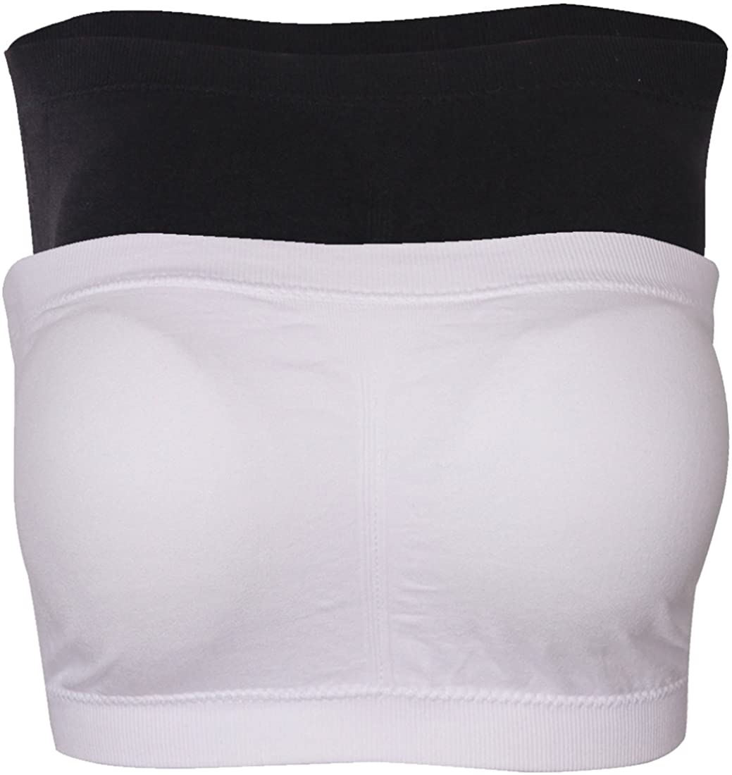 Price:$13.99 Fasoar Women's Padded Lingerie Bandeau Strapless Bras Stretch Seamless Tube Top Bra Bandeau Pack of 2 Black & White at Amazon Women’s Clothing store