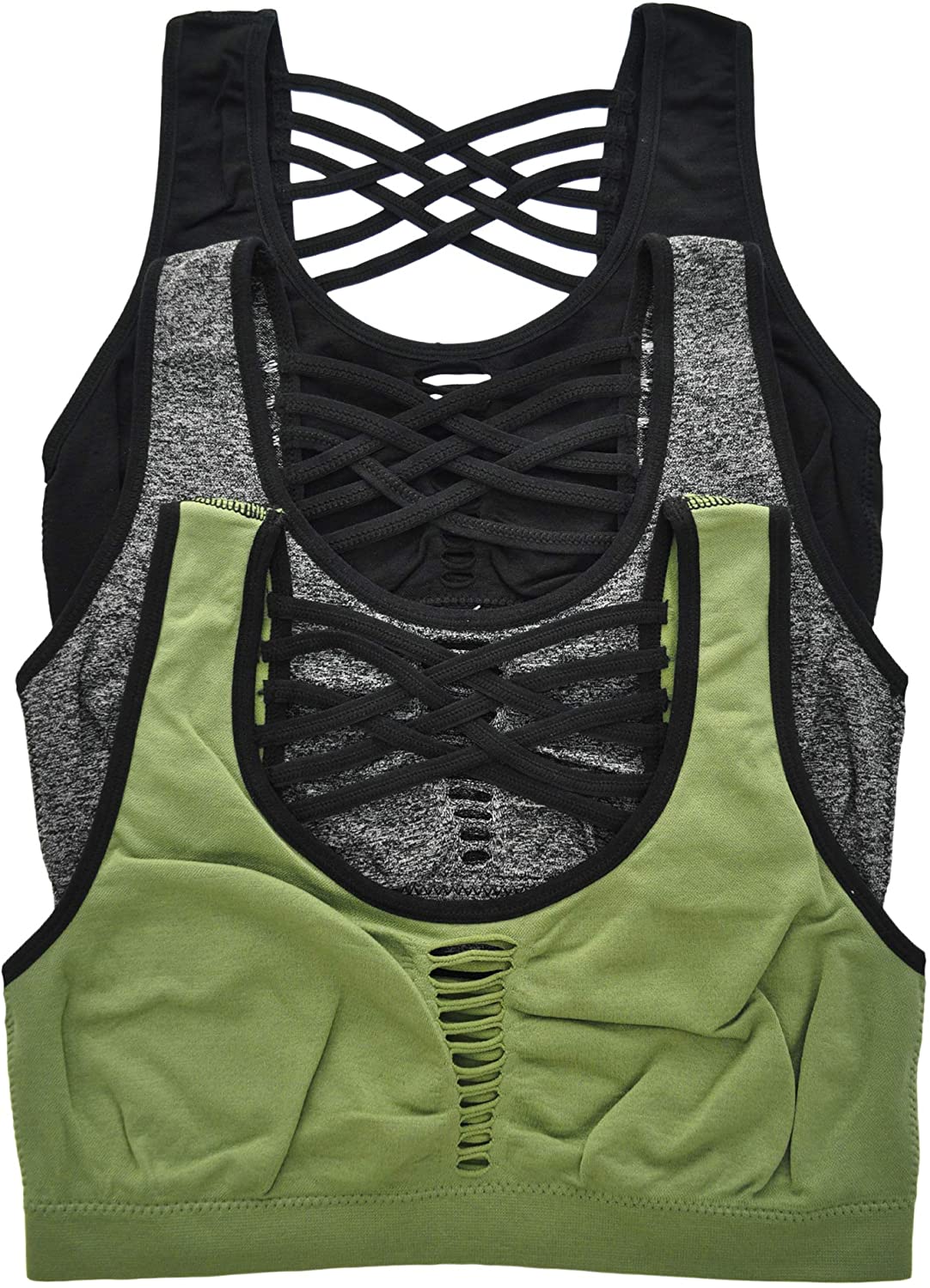 Price:$16.95 ToBeInStyle Women's 3 Pack Seamless Sports Bra with Strappy Back at Amazon Women’s Clothing store