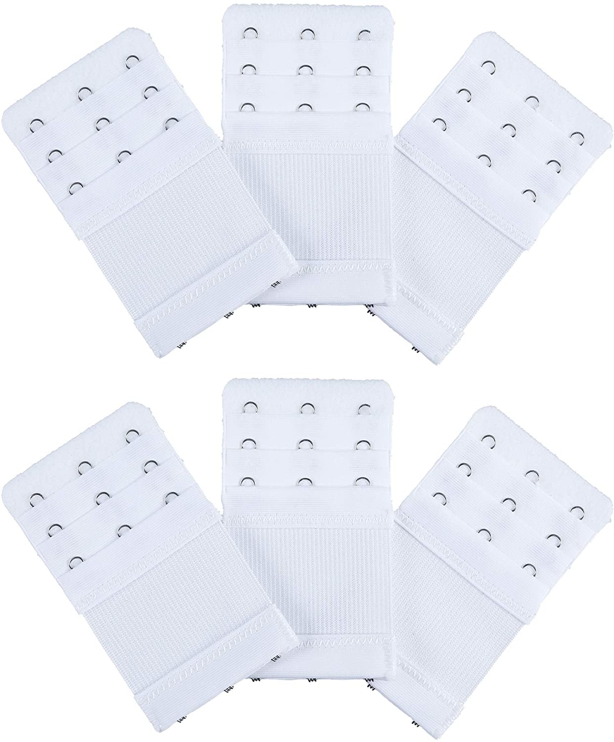 Price:$6.99 Bememo 6 Pieces Women's Bra Extenders Elastic Stretchy Bra Extension Strap for Girls Favors, 3 Rows x 3 Hooks (White) at Amazon Women’s Clothing store