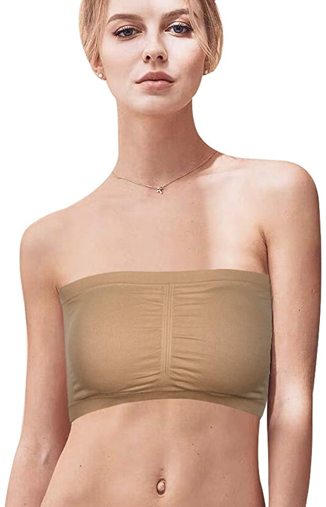 Price:$10.99    Taloyone Women’s Wireless Bandeau Bra, Fitness Home Sports Bra Basic Layer Padded Crop Tube Top Strapless Seamless Bralette  Clothing