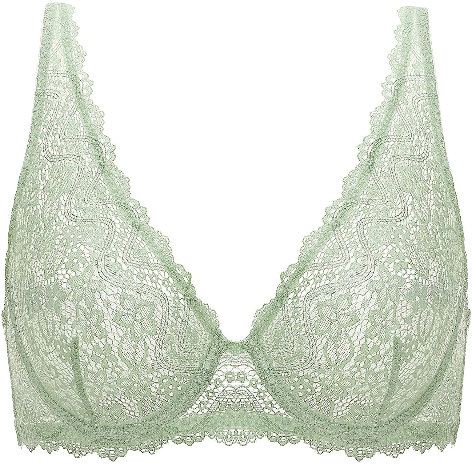 Price:$19.99 DOBREVA Women's Lace Bralette Plunge Sexy Unlined Underwire Bra at Amazon Women’s Clothing store