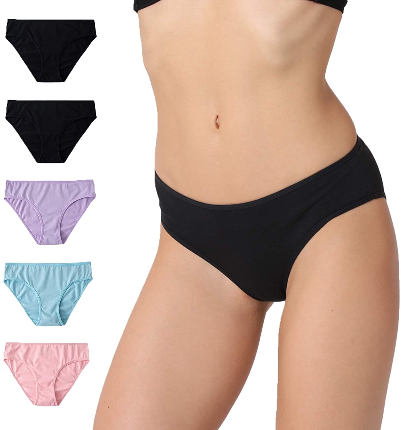 Price:$13.99 CAIANFEN Womens Cotton Underwear Bikini Panties Stretch Breathable Low Waist Soft Hipter Briefs 5Pack S M L XL XXL at Amazon Women’s Clothing store