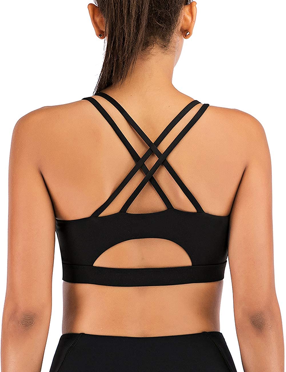 Price:$8.40 MotoRun Padded Strappy Sports Bras for Women Criss Cross Back Medium Support Workout Running Yoga Bra at Amazon Women’s Clothing store