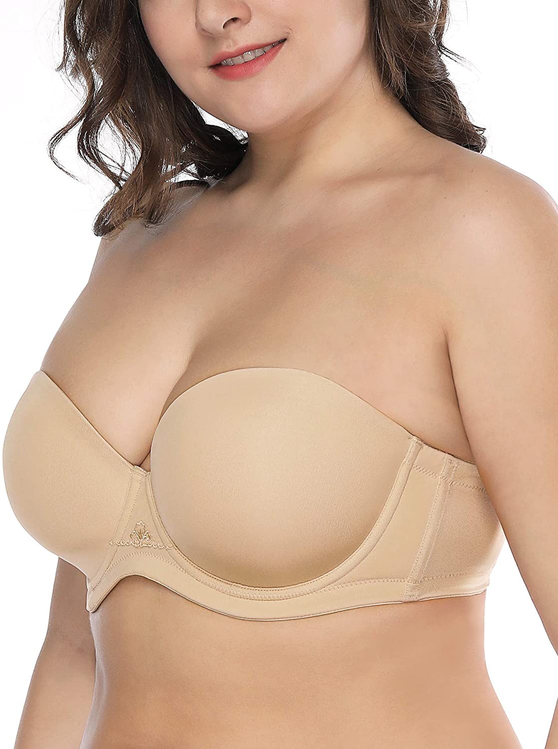 Price:$17.66 Deyllo Women’s Strapless Bra Underwire Full Coverage Multiway Bra Plus Size Red Carpet at Amazon Women’s Clothing store