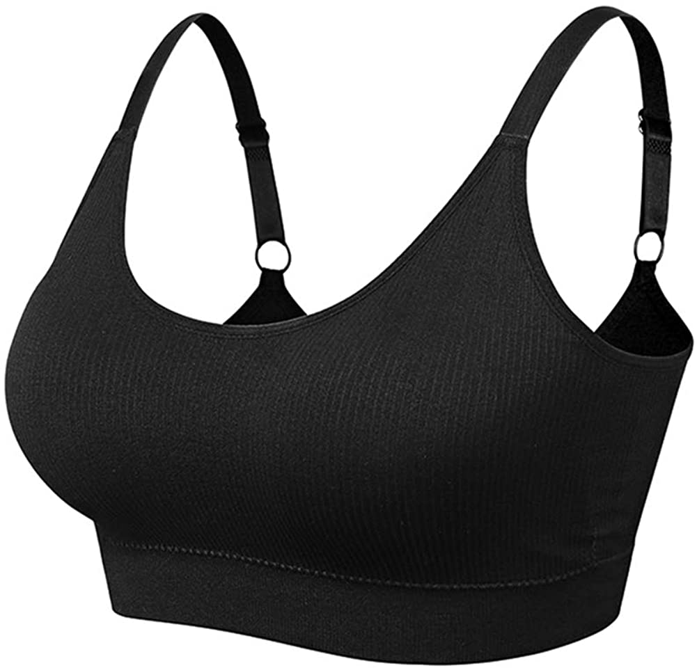 Price:$12.49    Junya Girls Wirefree Everyday Bra with Adjustable Straps, Lightweight Cotton Underwear Women Stretch Blend Bralette Black  Clothing
