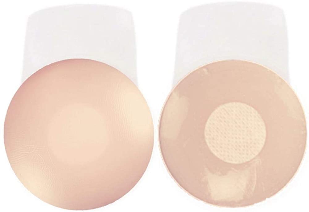 Price:$12.99 Invisible Bra Silicone Self- Adhesive Bra Nipple Covers for Women, 4.7 in. Reusable Nipple Cover Bra with Skin Resembling Finish Backless Bra with 1 Extra Pair Non-Woven Nipple Fabric Included at Amazon Women’s Clothing store