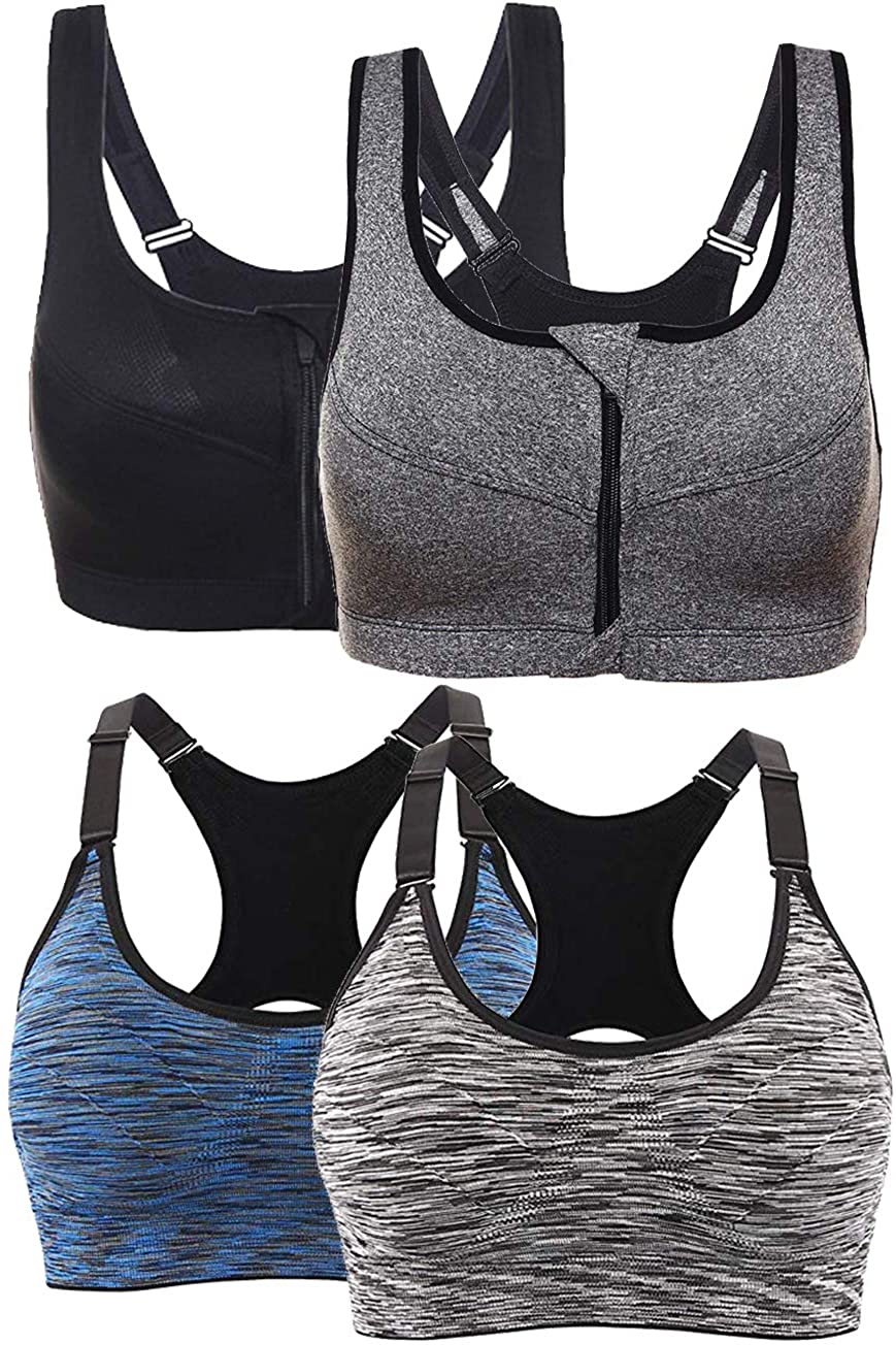 Price:$29.88 DOXIU Women Sports Bras Workout Yoga Gym Seamless Bra Sets, Wirefree, Padded, Adjustable, Pack of 4 Pieces, 2 Styles at Amazon Women’s Clothing store