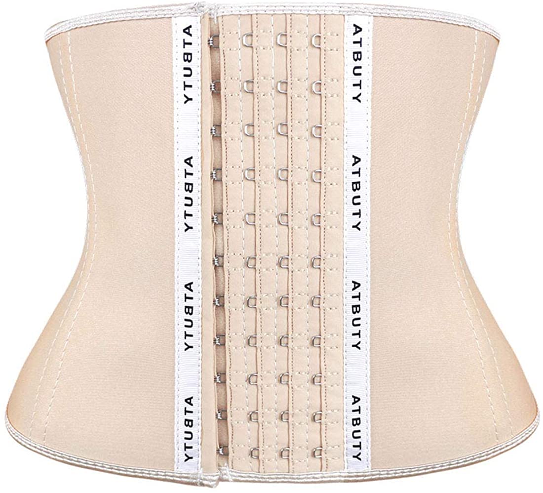 Price:$29.83 Atbuty Waist Trainer Short Torso Latex Waist Cincher Corsets Weight Loss Tourmaline Sport Body Shaper for Women at Amazon Women’s Clothing store
