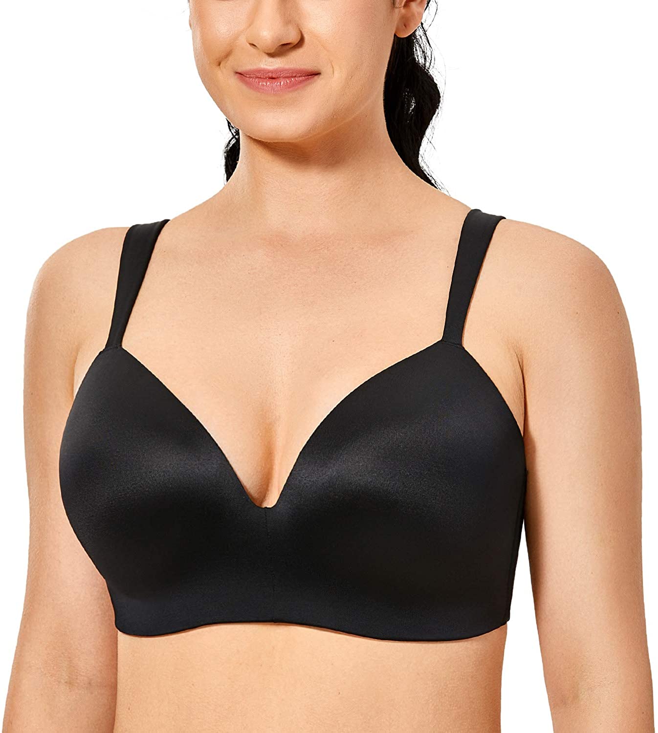 Price:$17.63 AISILIN Women's Wirefree T-Shirt Bra Plus Size Lightly Lined Comfort Straps Smooth Back at Amazon Women’s Clothing store