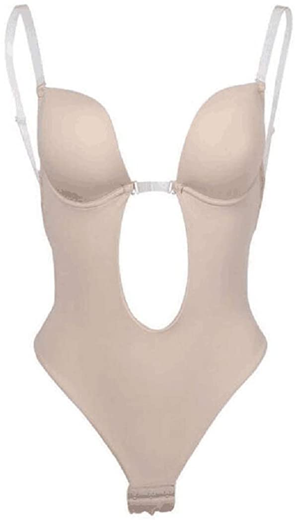 Price:$15.99 sufang Backless Women Body Shapers Bodysuit Clear Strap Party Dress Invisible Bras at Amazon Women’s Clothing store