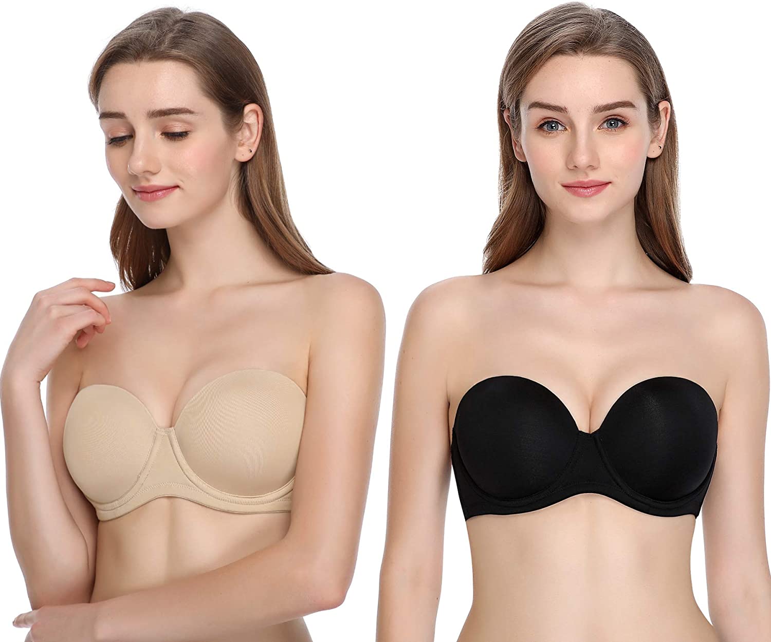 Price:$20.99 JOATEAY Women's Strapless Bra Full Figure Multiway Red Carpet Underwrie Bra Stay Put Plus Size 2 Pack at Amazon Women’s Clothing store