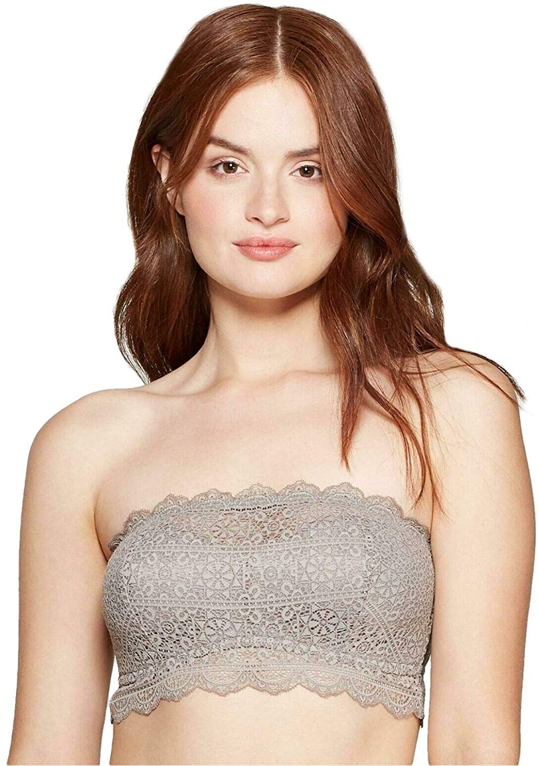 Price:$20.99 Auden Women's Lace Padded Bandeau Bra Cloud Gray Large at Amazon Women’s Clothing store