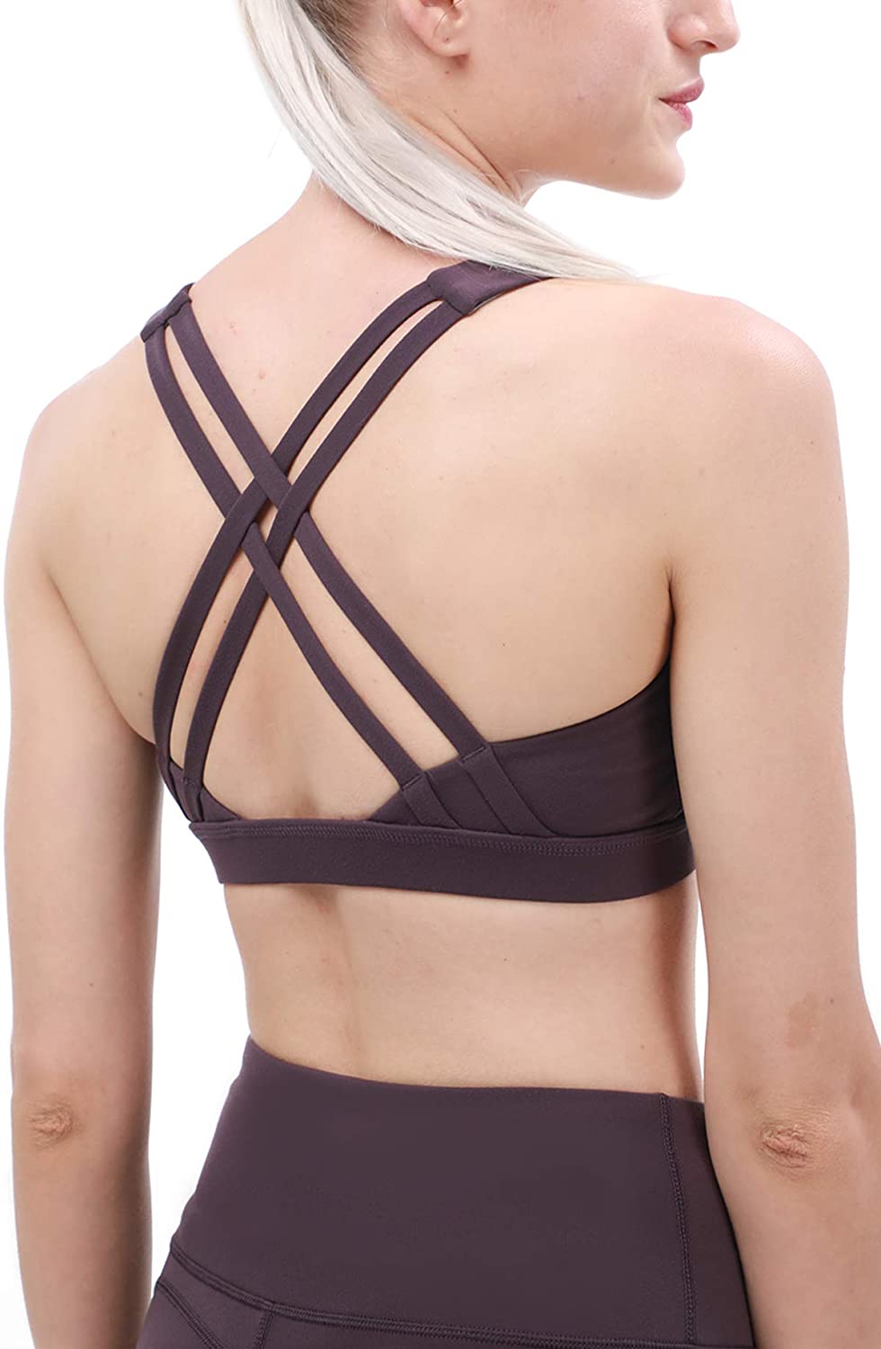 Price:$15.99 Yoga Cross Strappy Sports Bra for Women Scoop Neck Soft Cute Workout Fitness Gym Bra at Amazon Women’s Clothing store