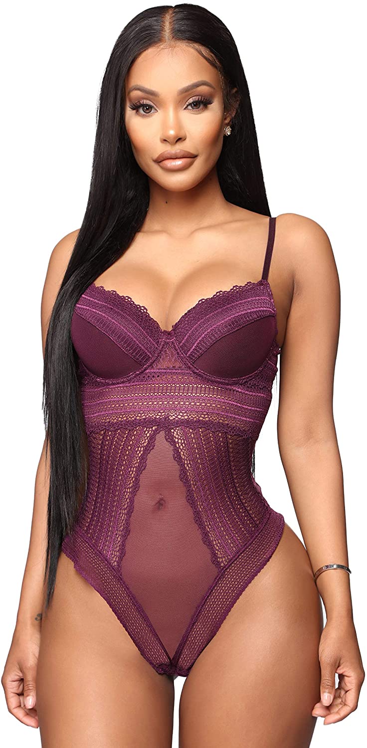 Price:$30.00 Just Sexy Lingerie Lace Bodysuit at Amazon Women’s Clothing store